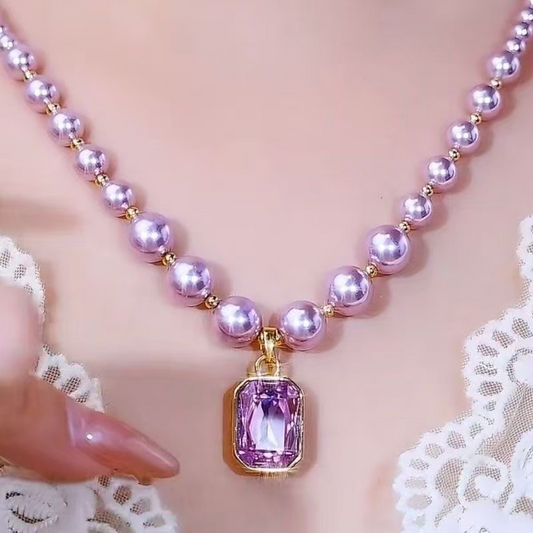 MJ07527 Purple Pearl Necklace