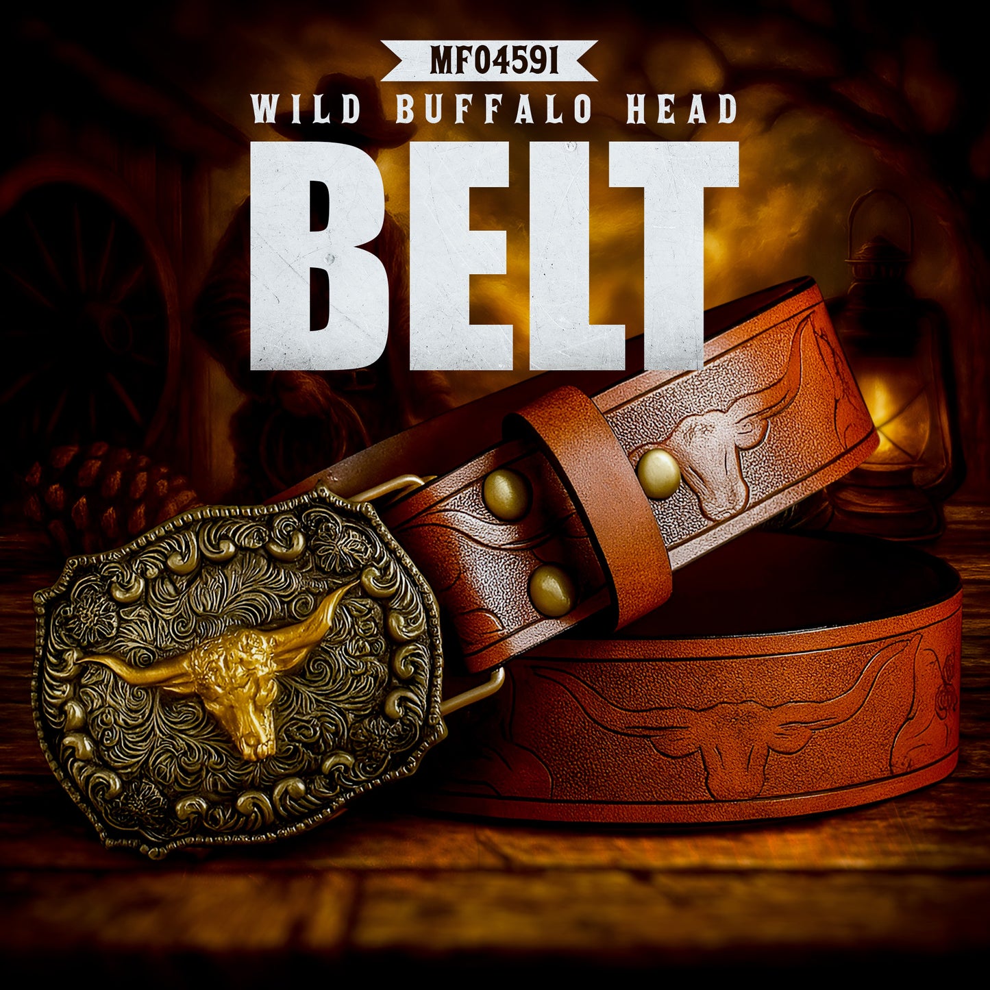 MF04591 Wild Buffalo Head Belt