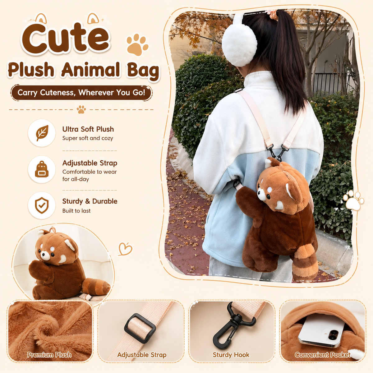 MB08534 Cute Plush Animal Bag