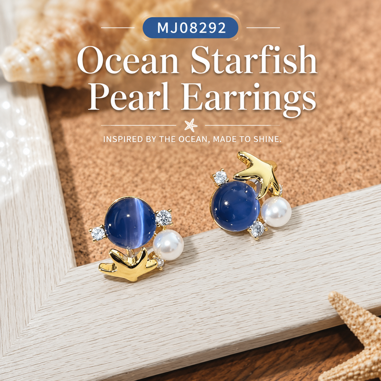 MJ08292 Ocean Starfish Pearl Earrings