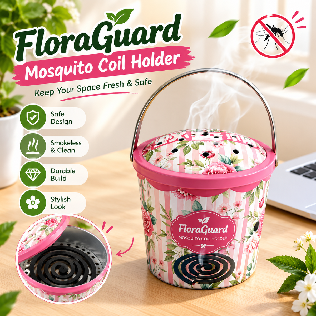 MH08647 FloraGuard Mosquito Coil Holder
