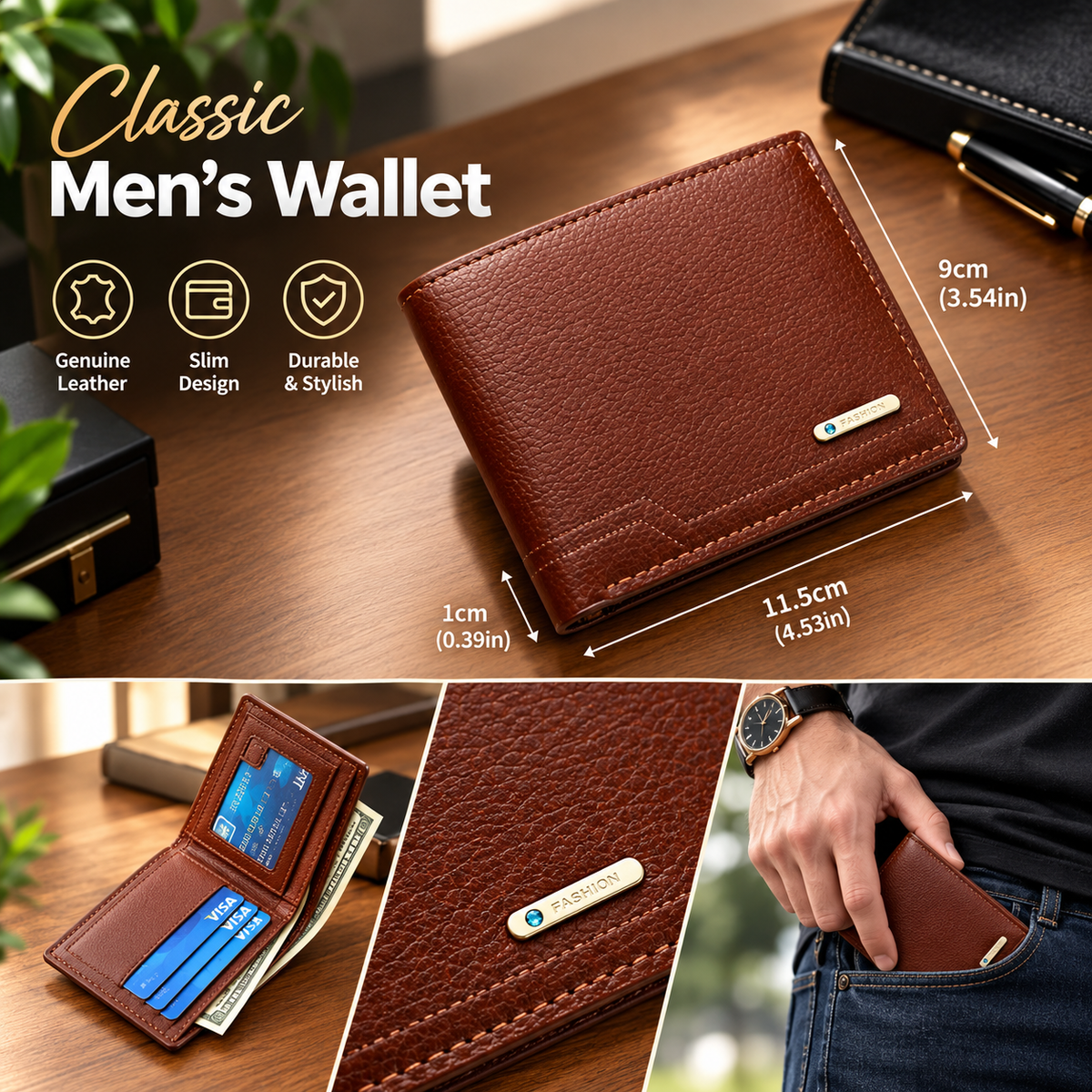 MB08632 Classic Bifold Men's Leather Wallet