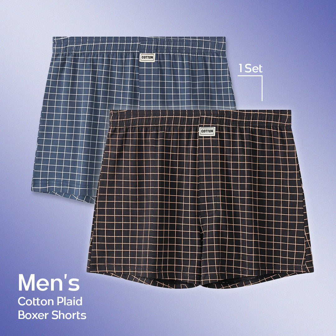 MF08156 Men's Premium Plaid Boxer Shorts(2pcs)