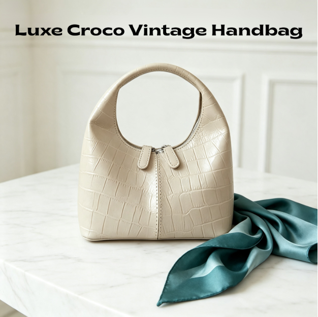 MB08498 Luxe Croco Vintage Handbag