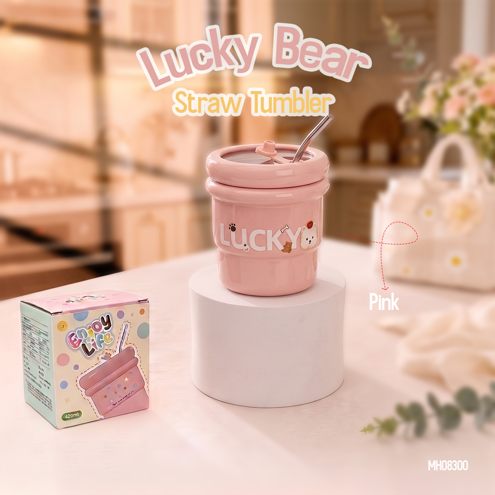 MH08300 Lucky Bear Straw Tumbler