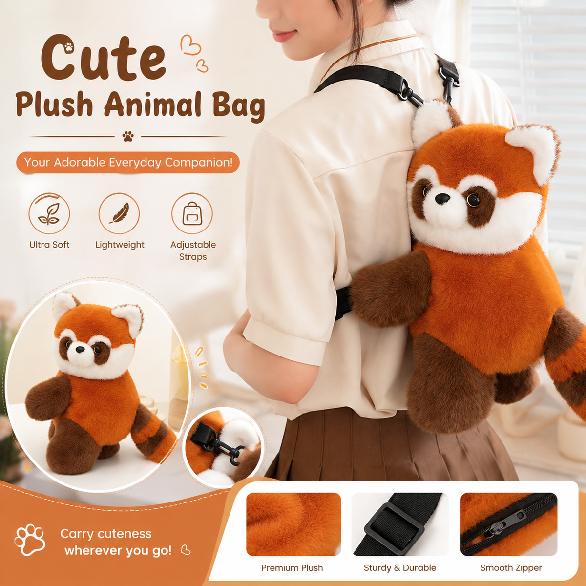 MB08534 Cute Plush Animal Bag