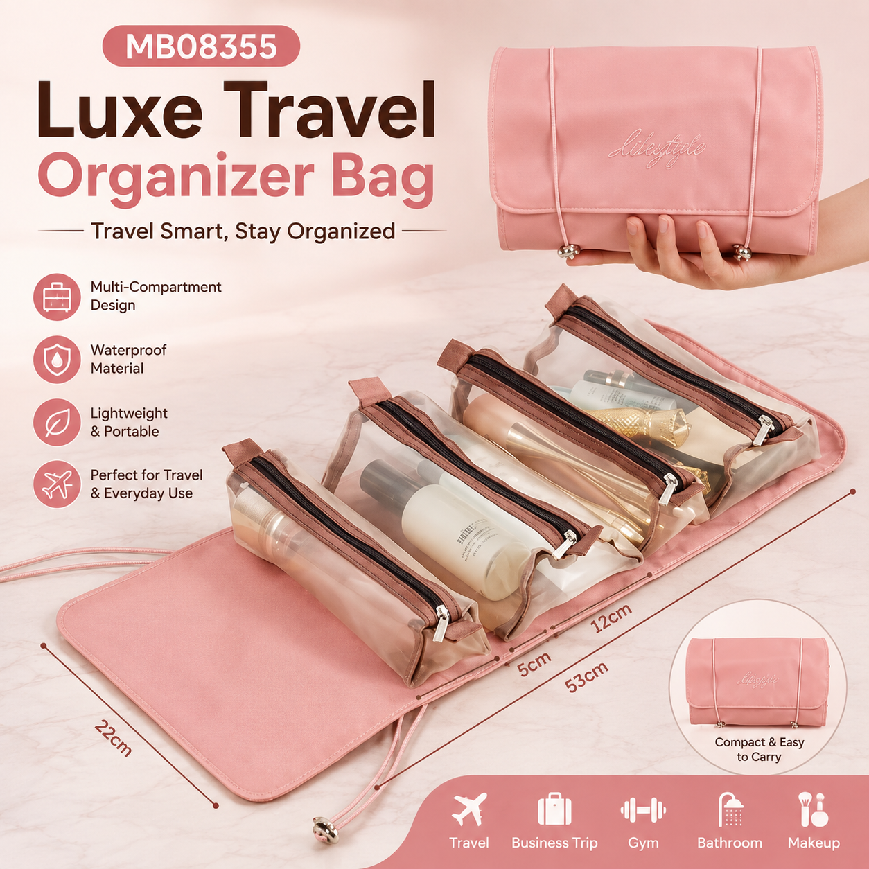MB08355 Luxe Travel Organizer Bag