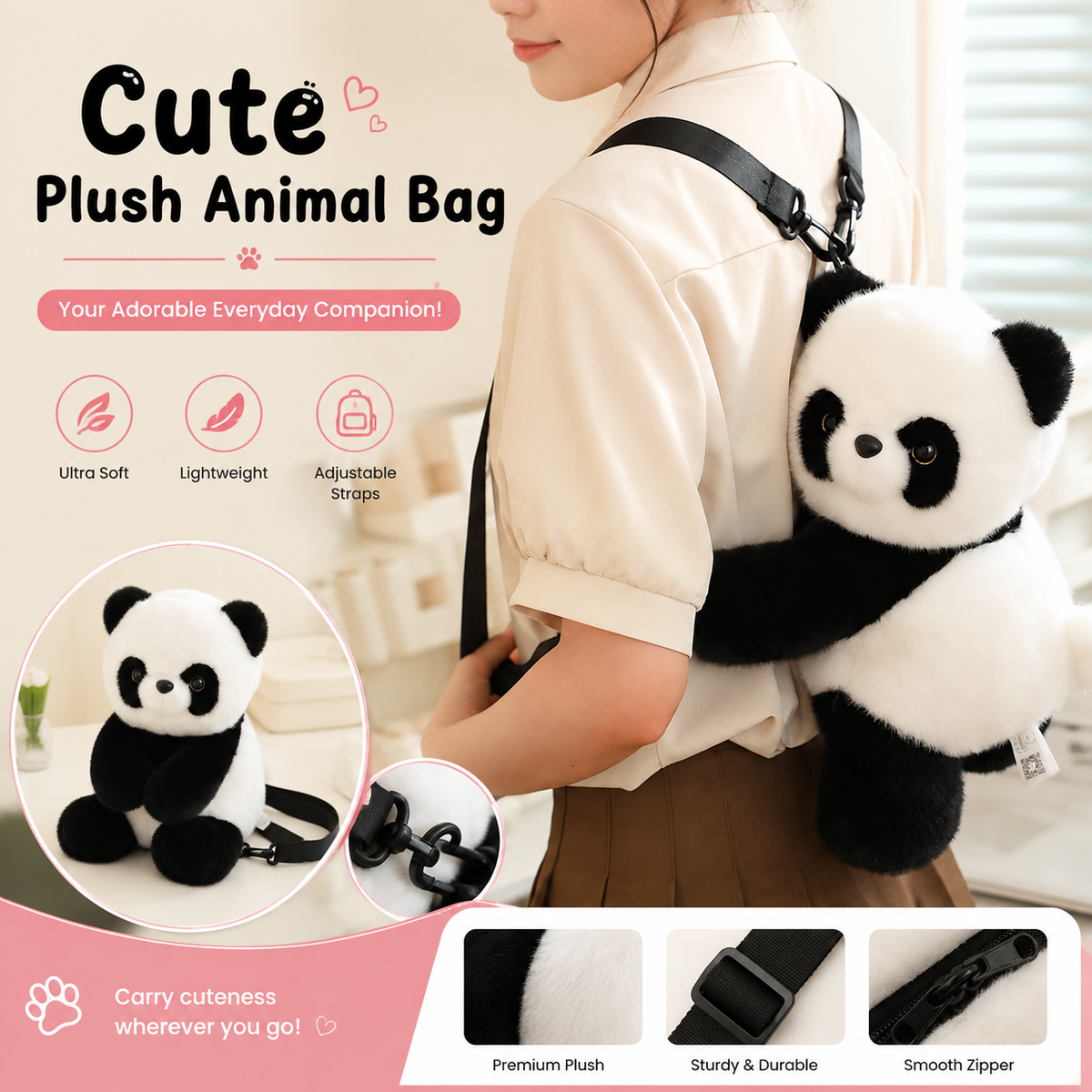 MB08534 Cute Plush Animal Bag