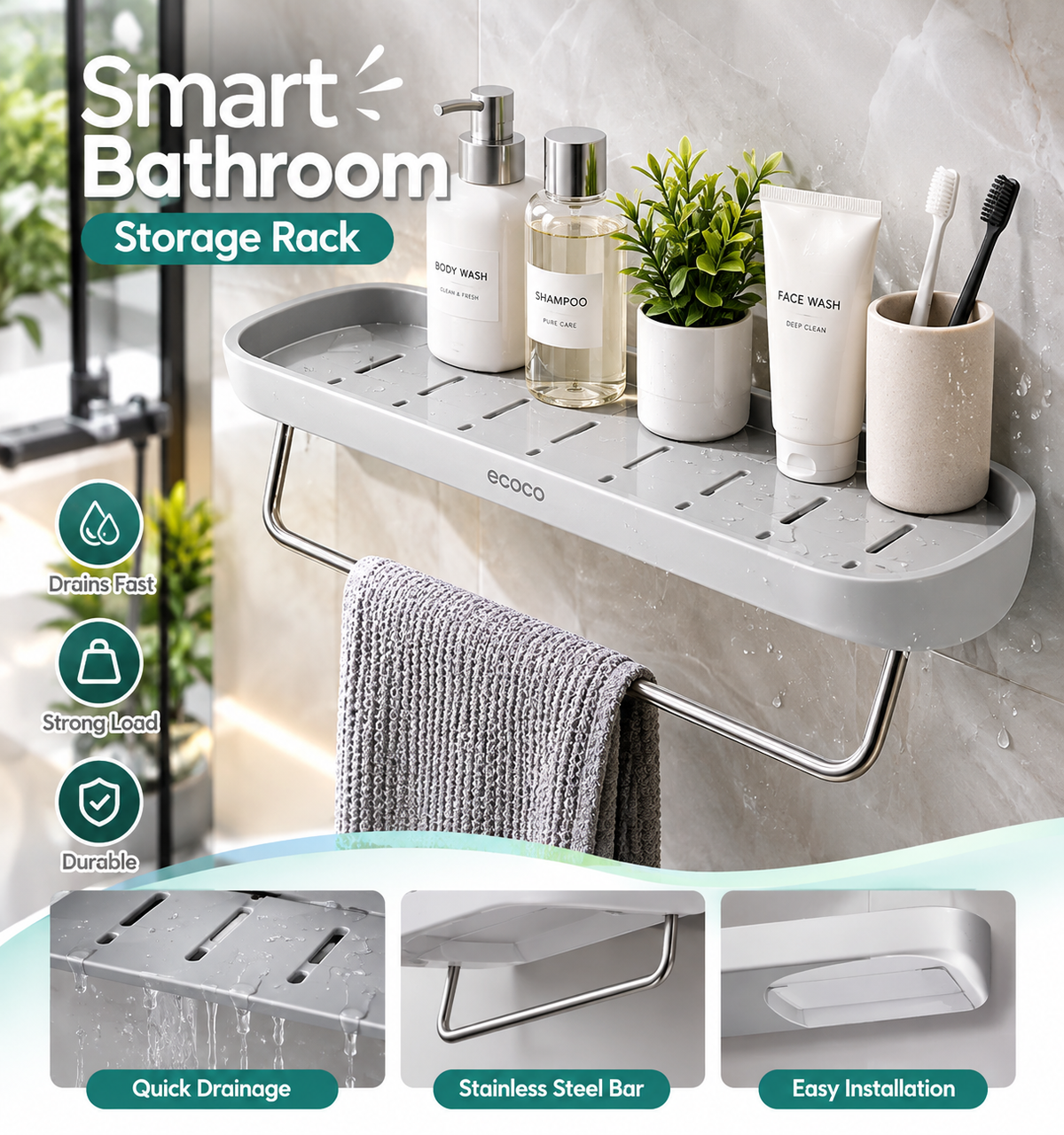 MH08560  Smart Bathroom Storage Rack