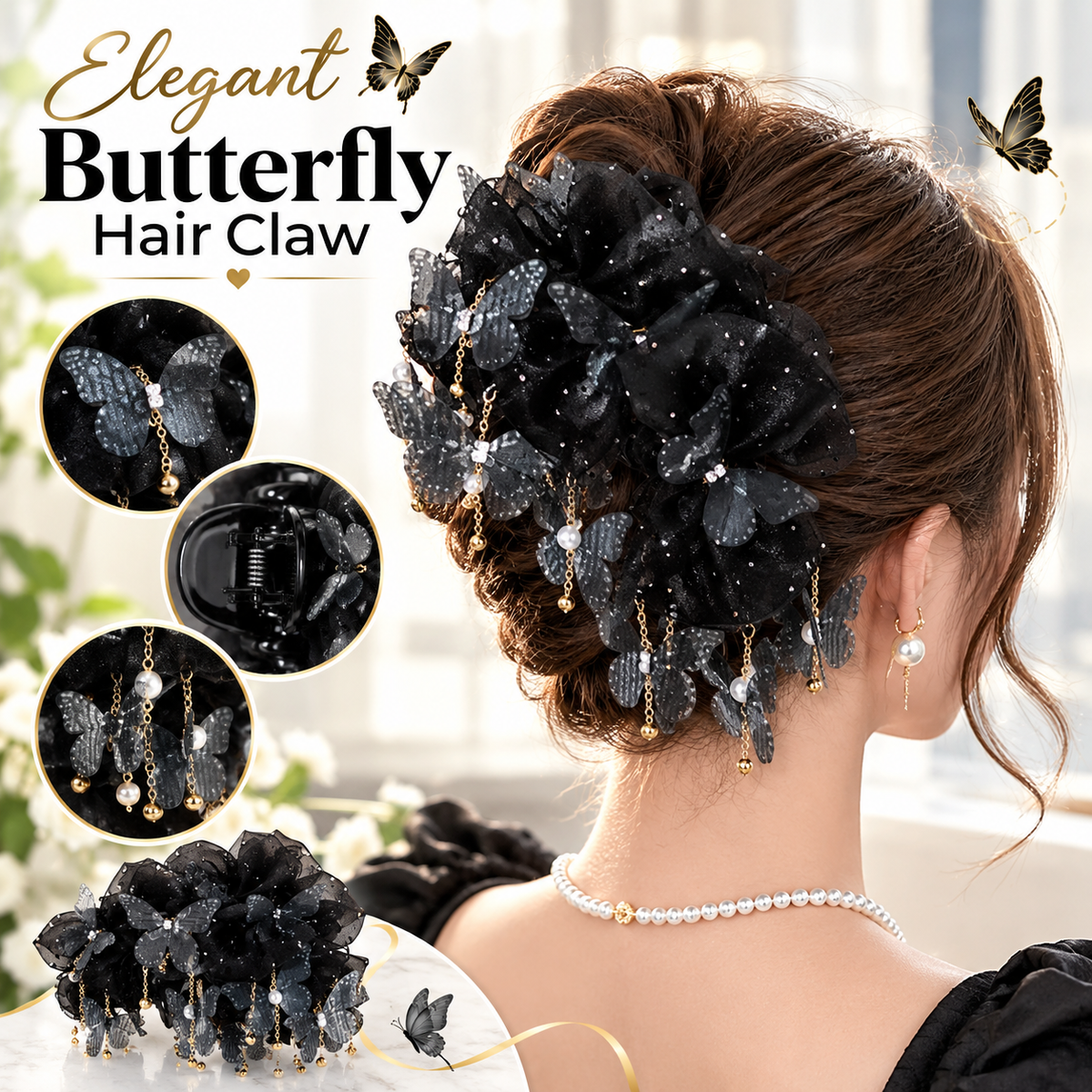 MJ08470  Elegant Butterfly Hair Claw