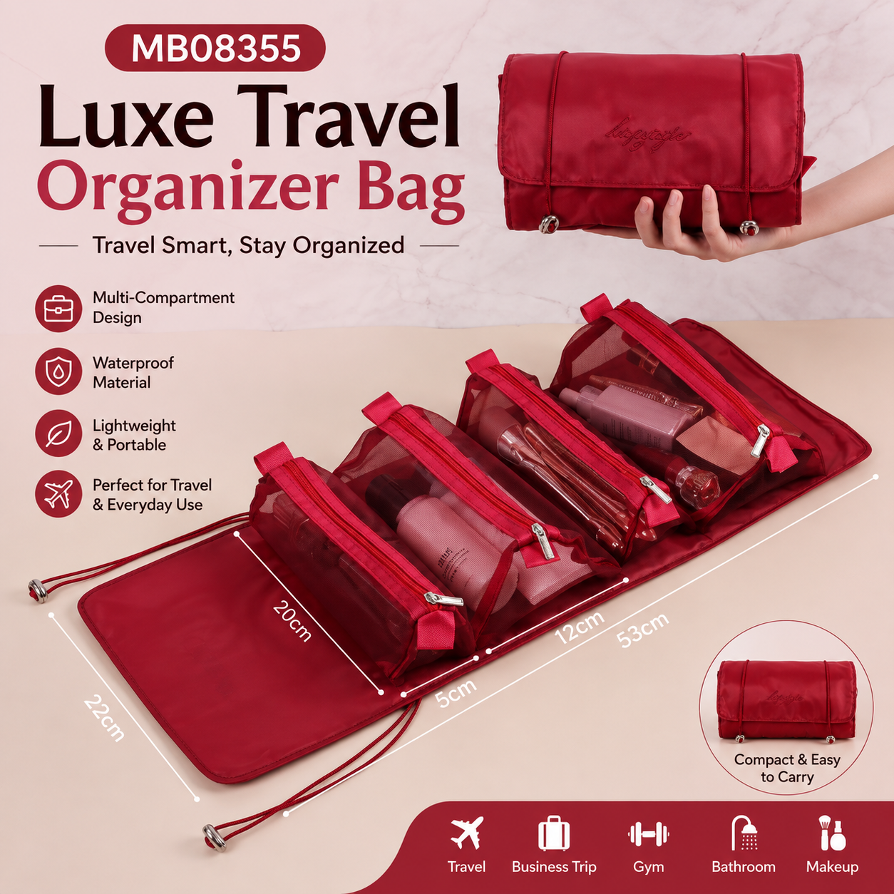 MB08355 Luxe Travel Organizer Bag