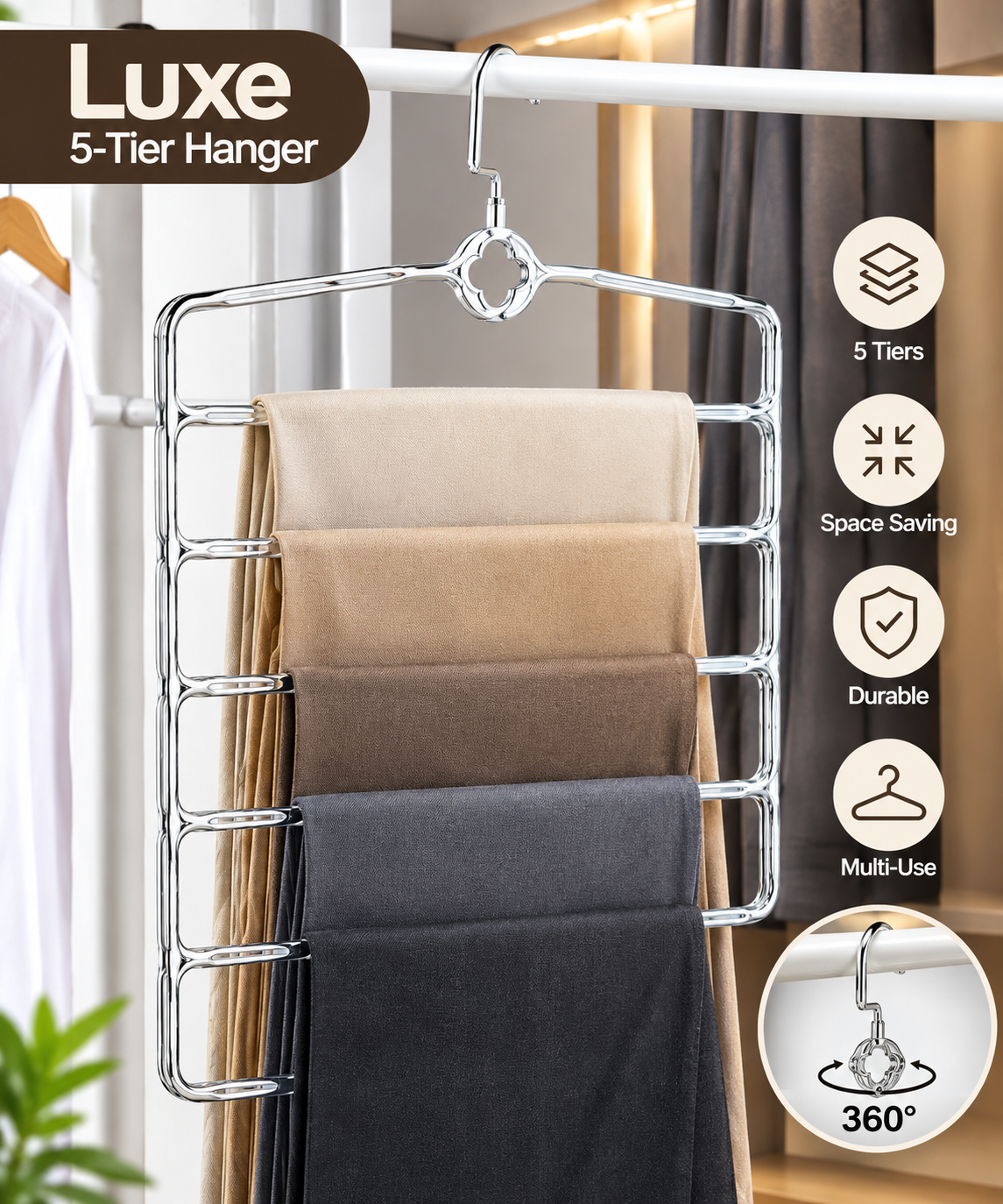 MH08514  Luxe 5-Tier Space Saver Hanger