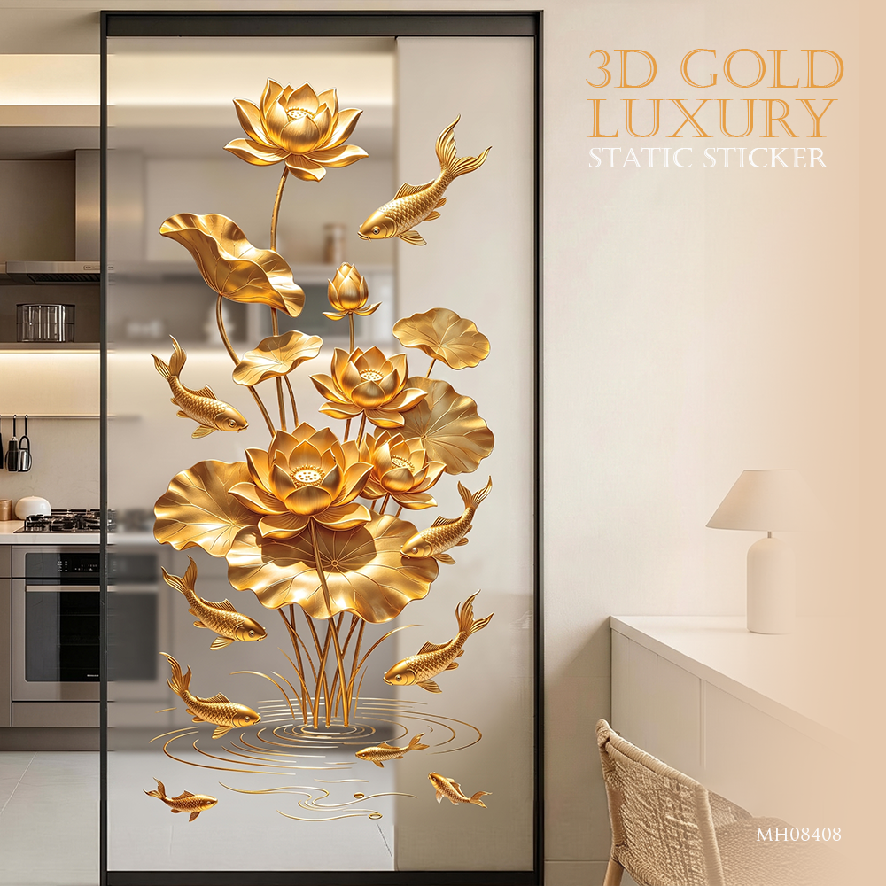 MH08408  3D Gold Luxury Static Sticker