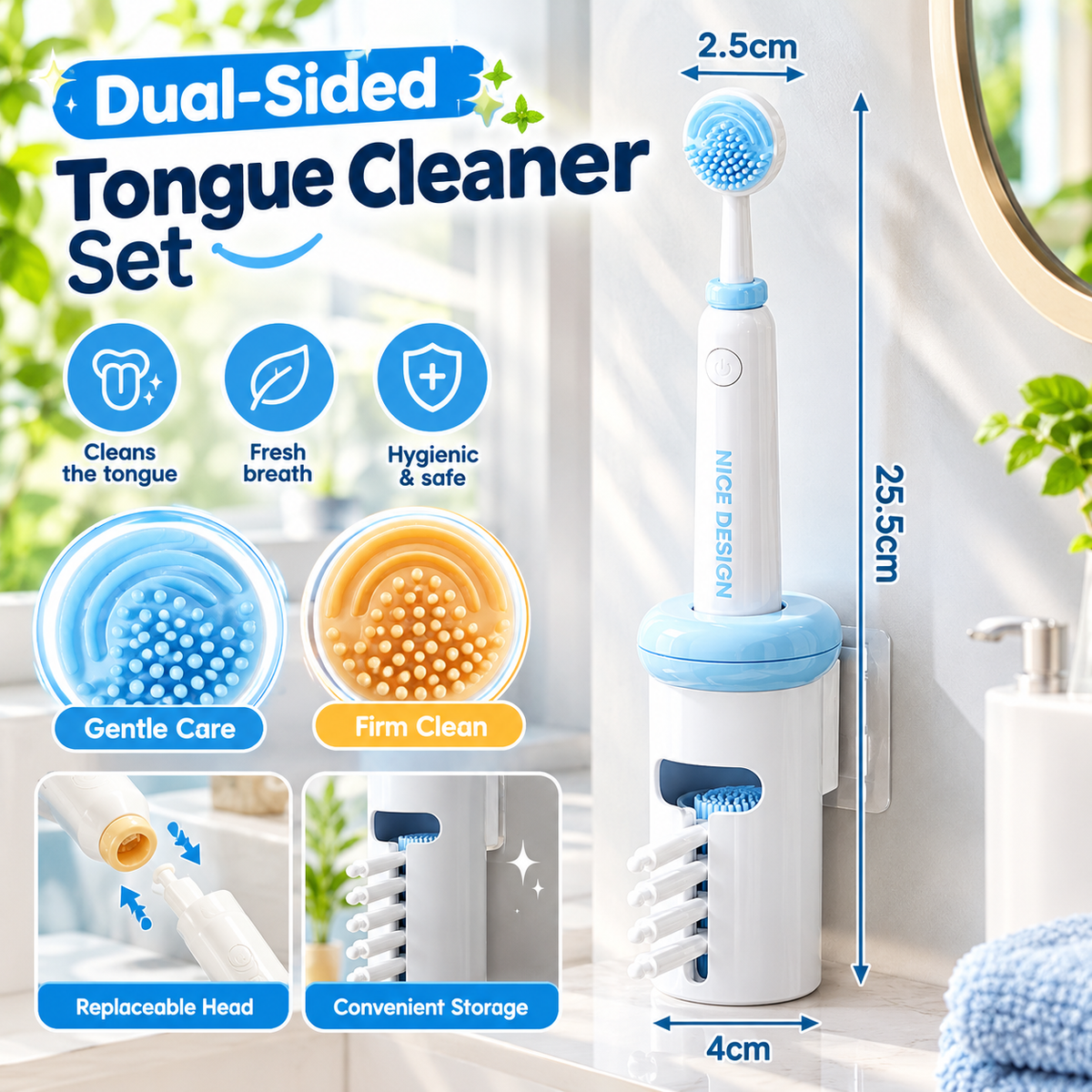 MH08622  Dual-Sided Silicone Tongue Cleaner Set