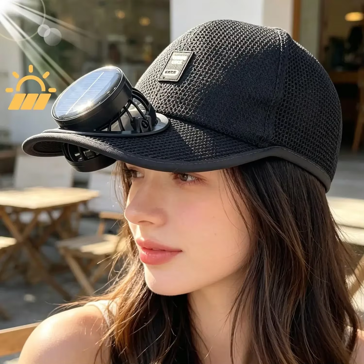 MF08489  Solar & USB Dual-Powered Fan Cap