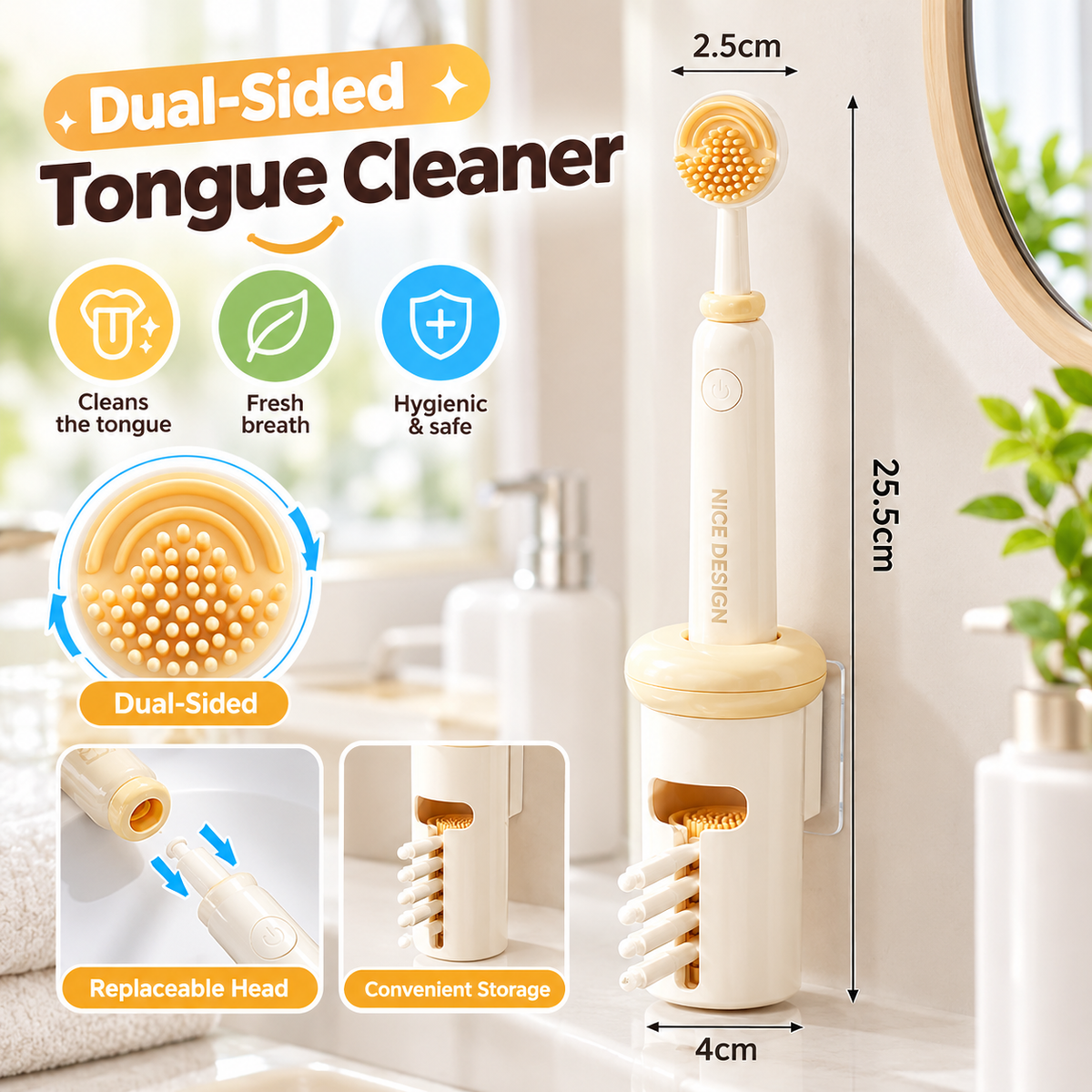 MH08622  Dual-Sided Silicone Tongue Cleaner Set