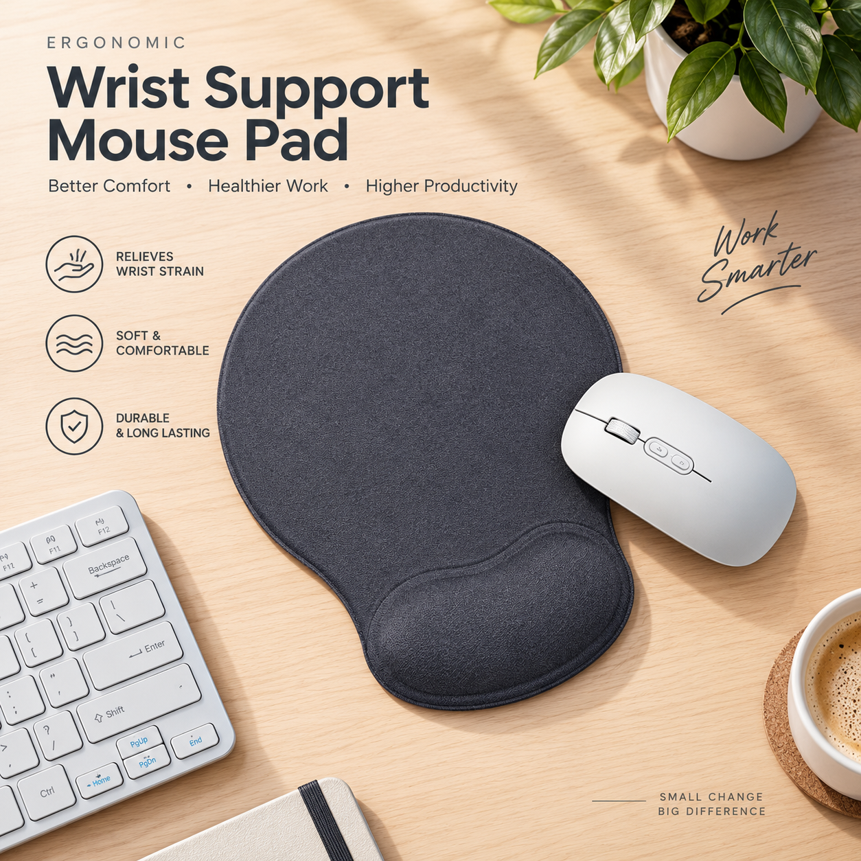 MM08368 Ergonomic Wrist Rest Mouse Pad