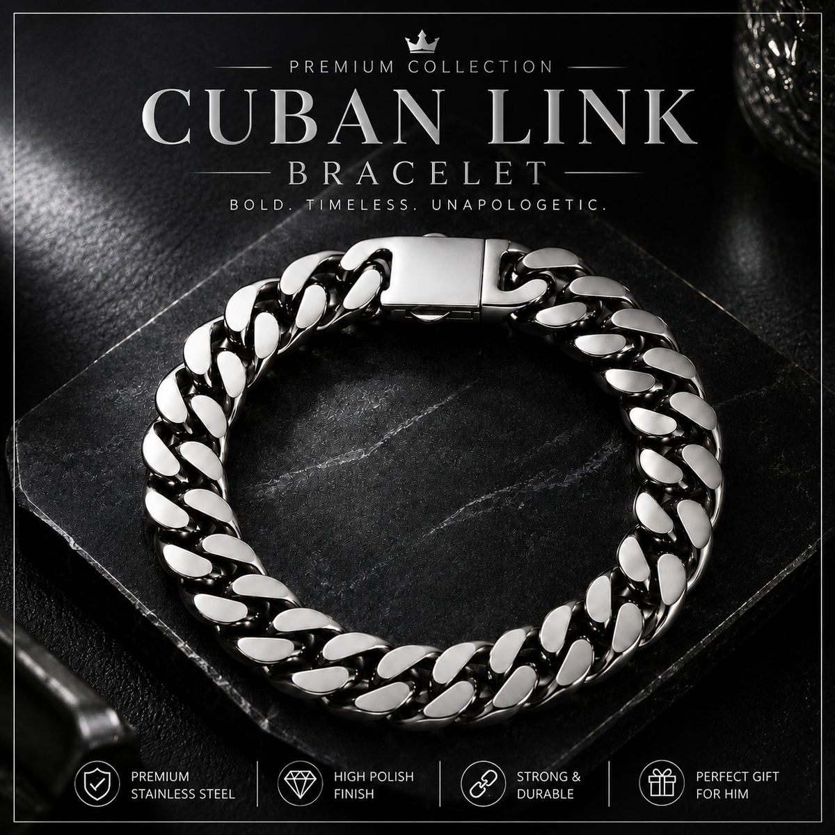 MJ08384 Men's Classic Cuban Link Bracelet