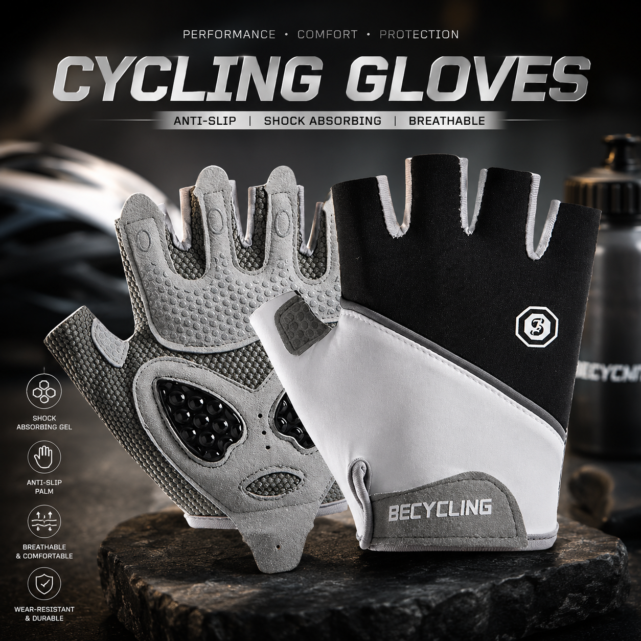 MG08386 Anti Slip Silicone Padded Fitness & Cycling Gloves