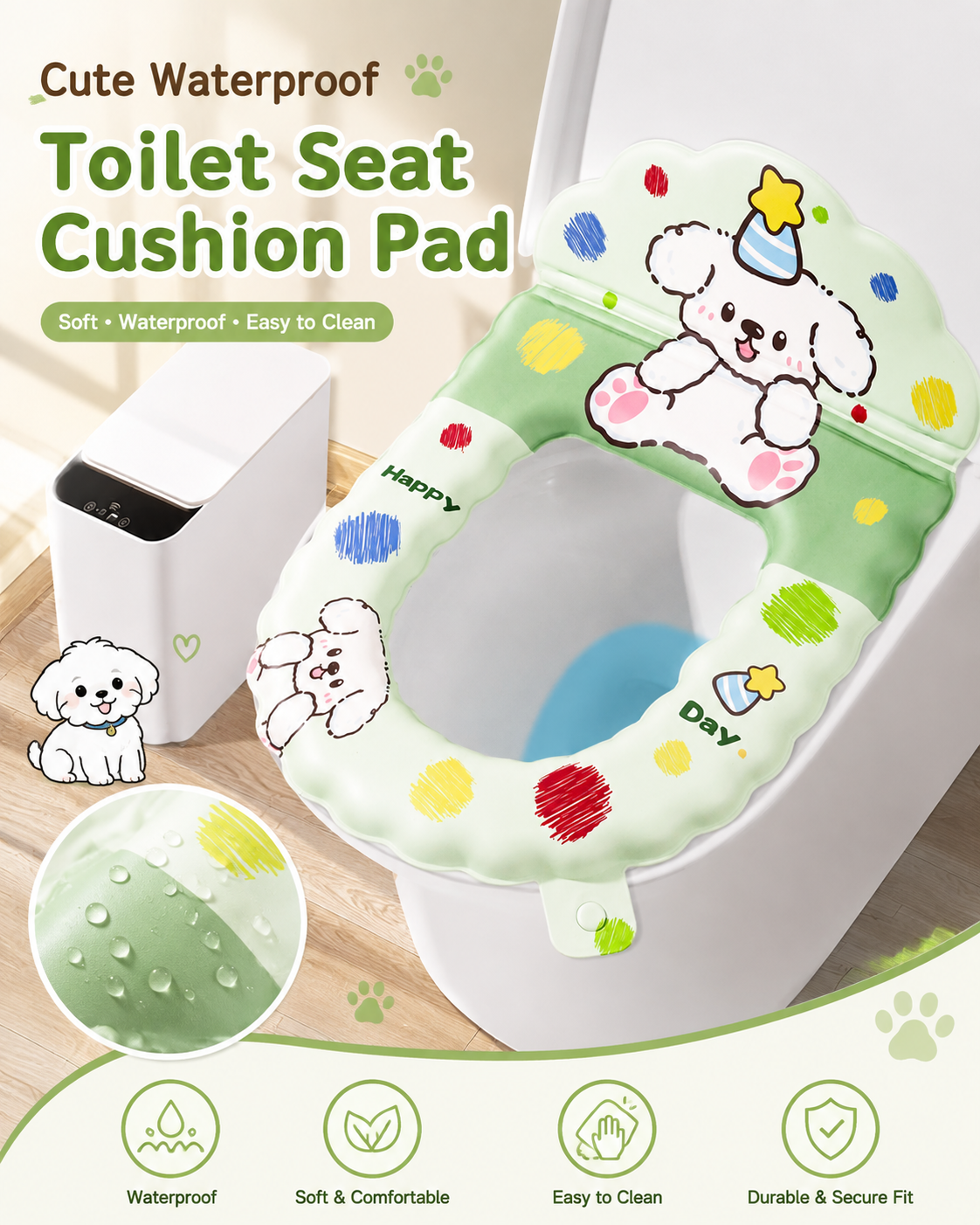MH08416 Cute Waterproof Toilet Seat Cushion Pad