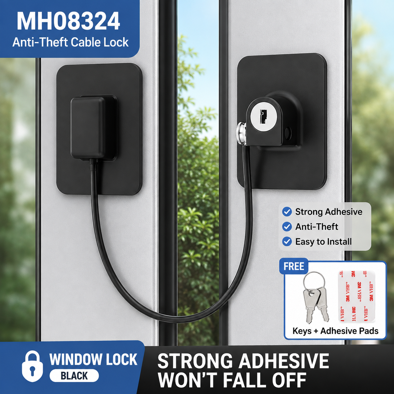 MH08324 Anti Theft Cable Lock (2pcs)