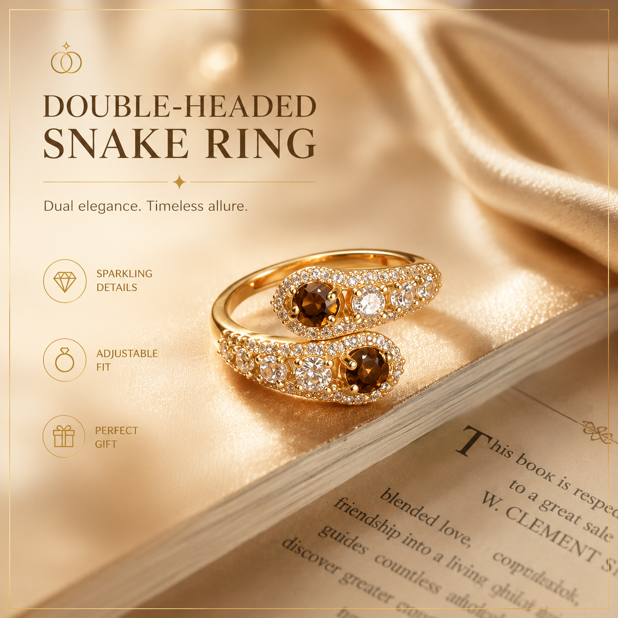 MJ08224  Double Headed Snake Ring
