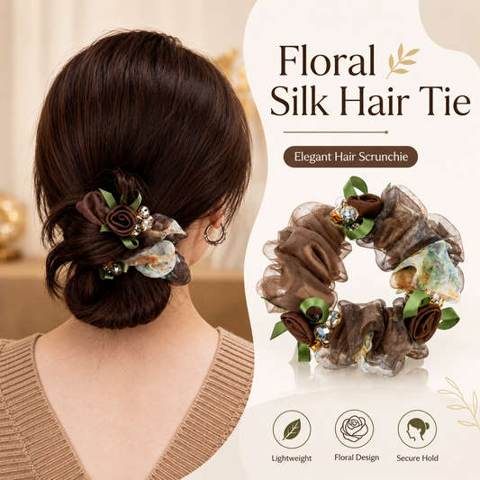 MJ08295 Floral Silk Hair Tie