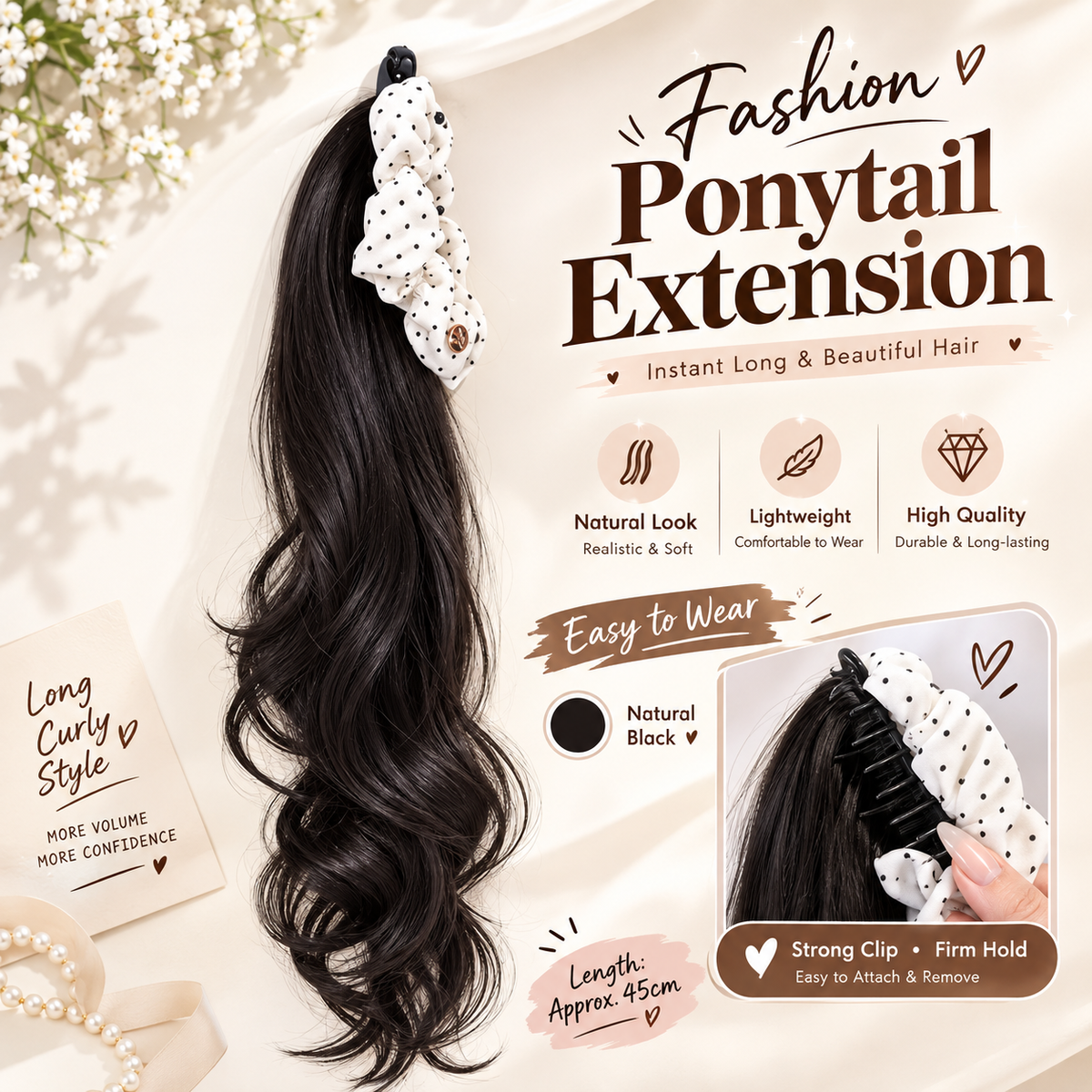 MJ08463 Claw Clip Ponytail Wig