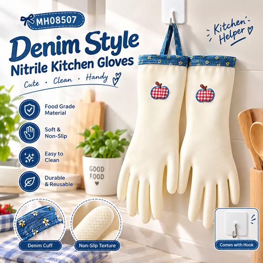 MH08507  Denim Style Nitrile Kitchen Gloves