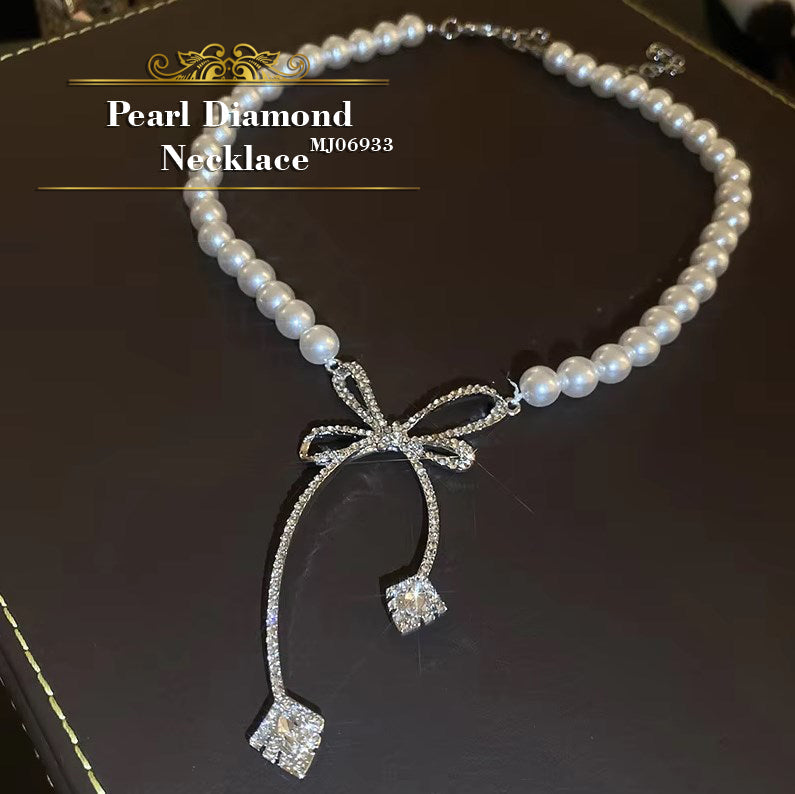 MJ06933  Pearl Diamond Necklace