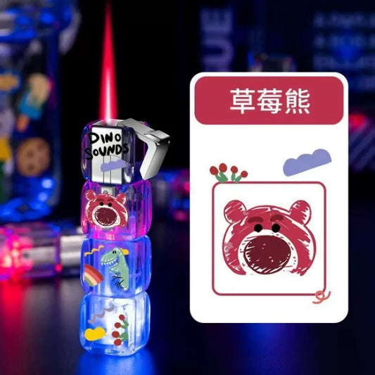 MG50618 One Piece Dropshipping အရောင်ပြောင်းလဲနေသော မီးခြစ်၊ အေးမြသော တောက်ပမှု၊ ချစ်စရာ ပန်းရောင် မီးတောက် မီးခြစ်၊ ဖောက်ထွင်းမြင်ရသော လက်ဆောင်၊ လေဖြည့်မီးခြစ်