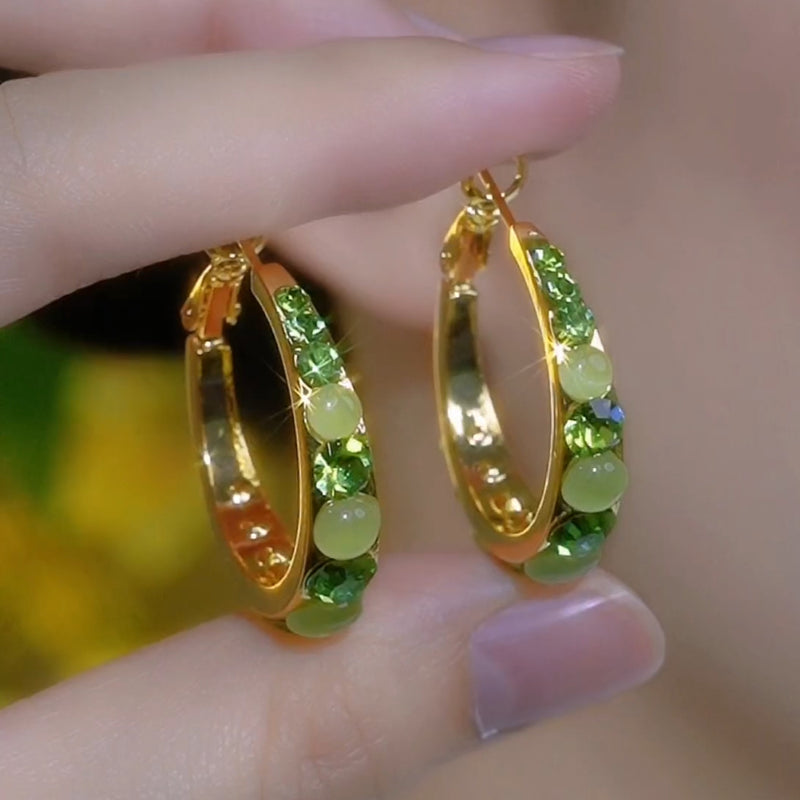 MJ06507 Green Rhinestone Earring