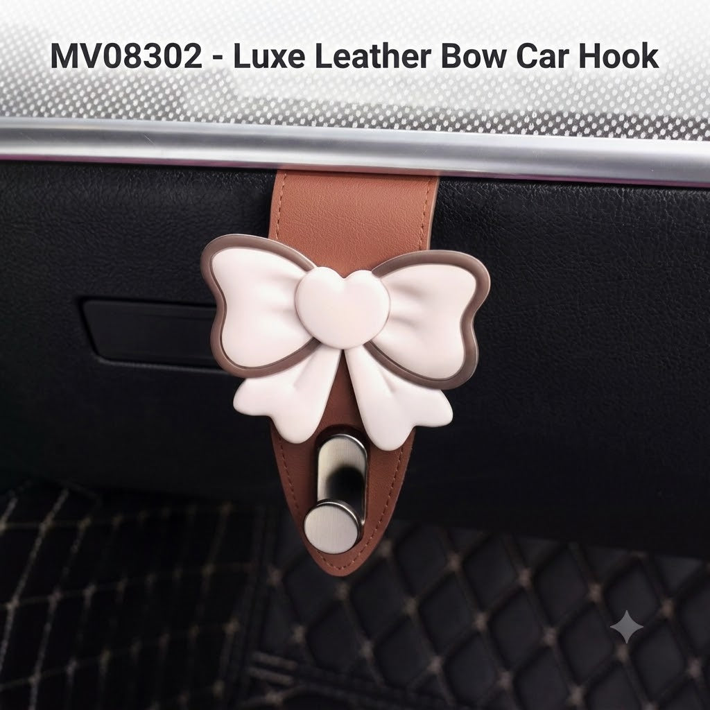 MV08302 Luxe Leather Bow Car Hook