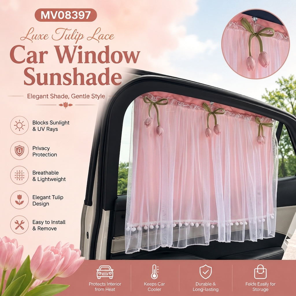 MV08397 Luxe Tulip Lace Car Window Sunshade