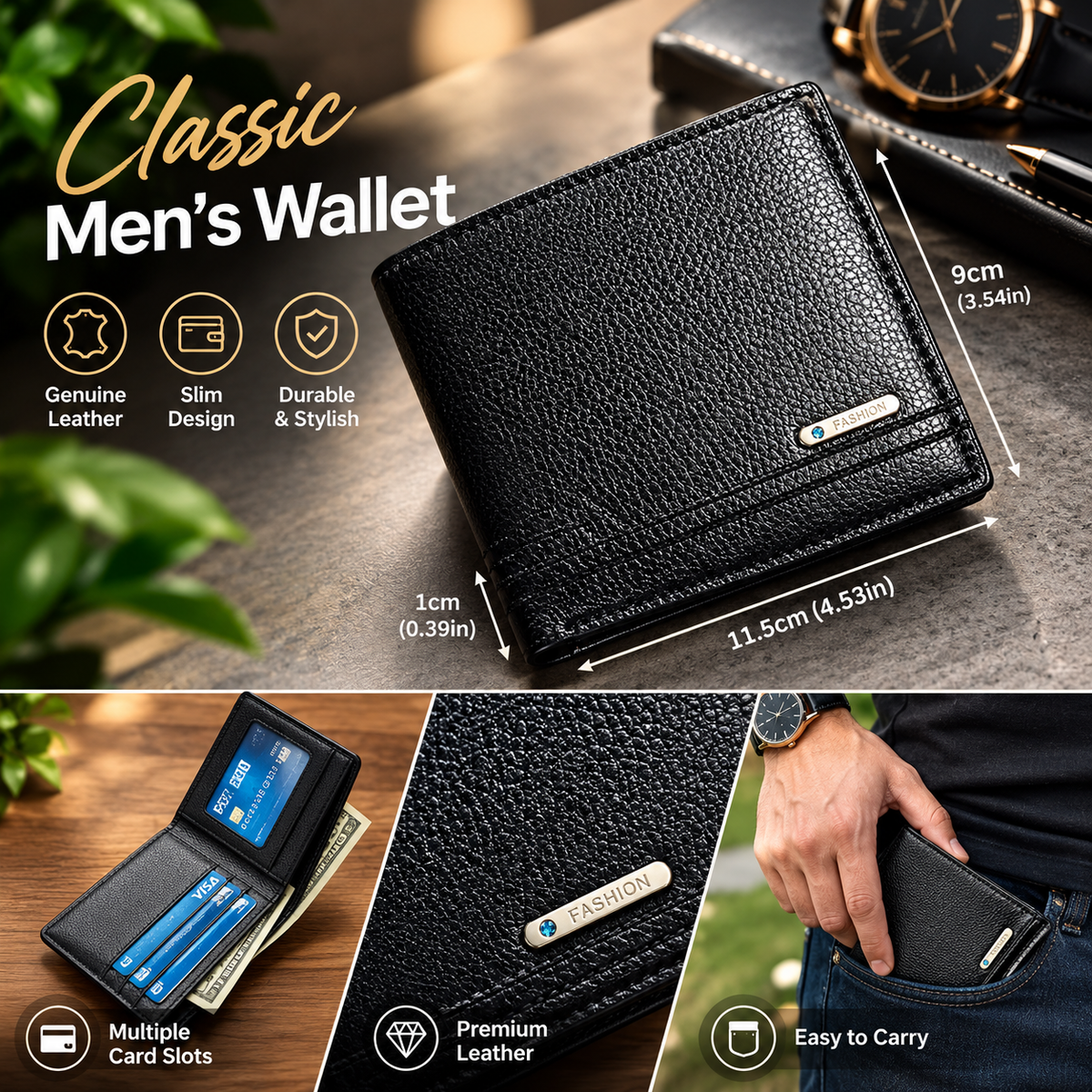 MB08632 Classic Bifold Men's Leather Wallet