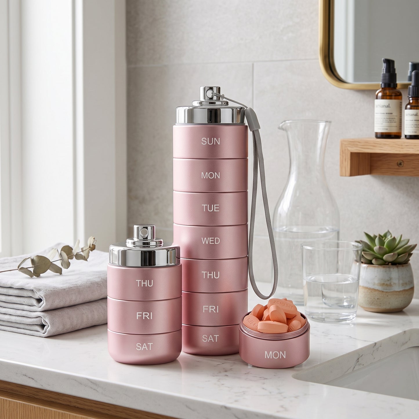 MH08372 Aluminum Pill Organizer