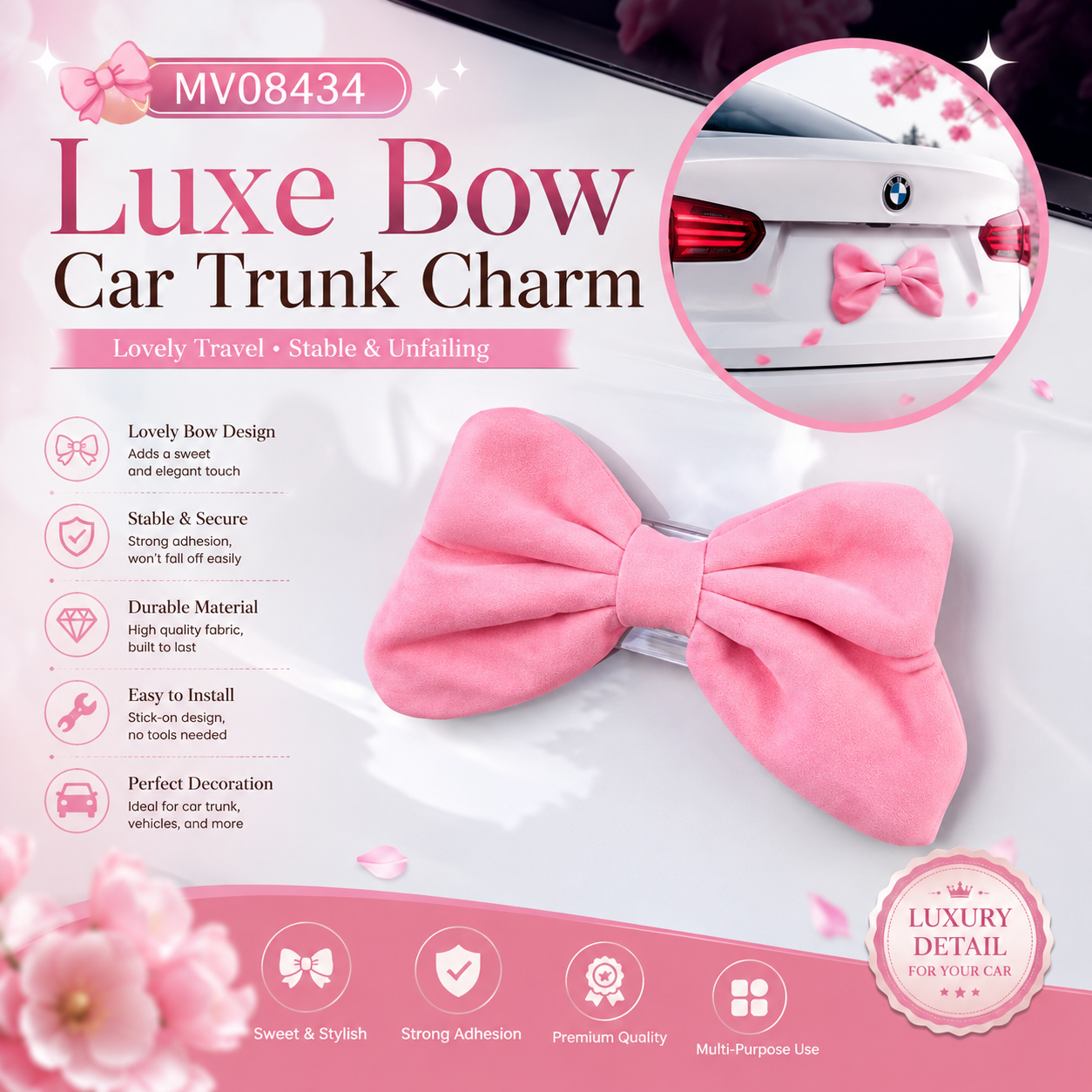 MV08434 Luxe Bow Car Trunk Charm