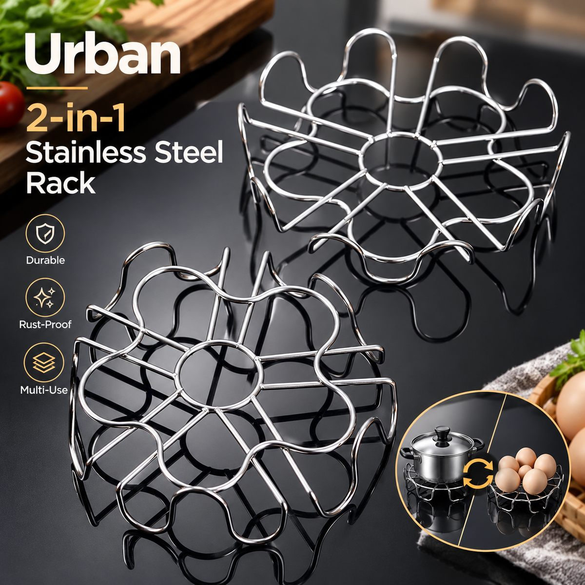 MH08585 2-in-1 Stainless Steel Rack