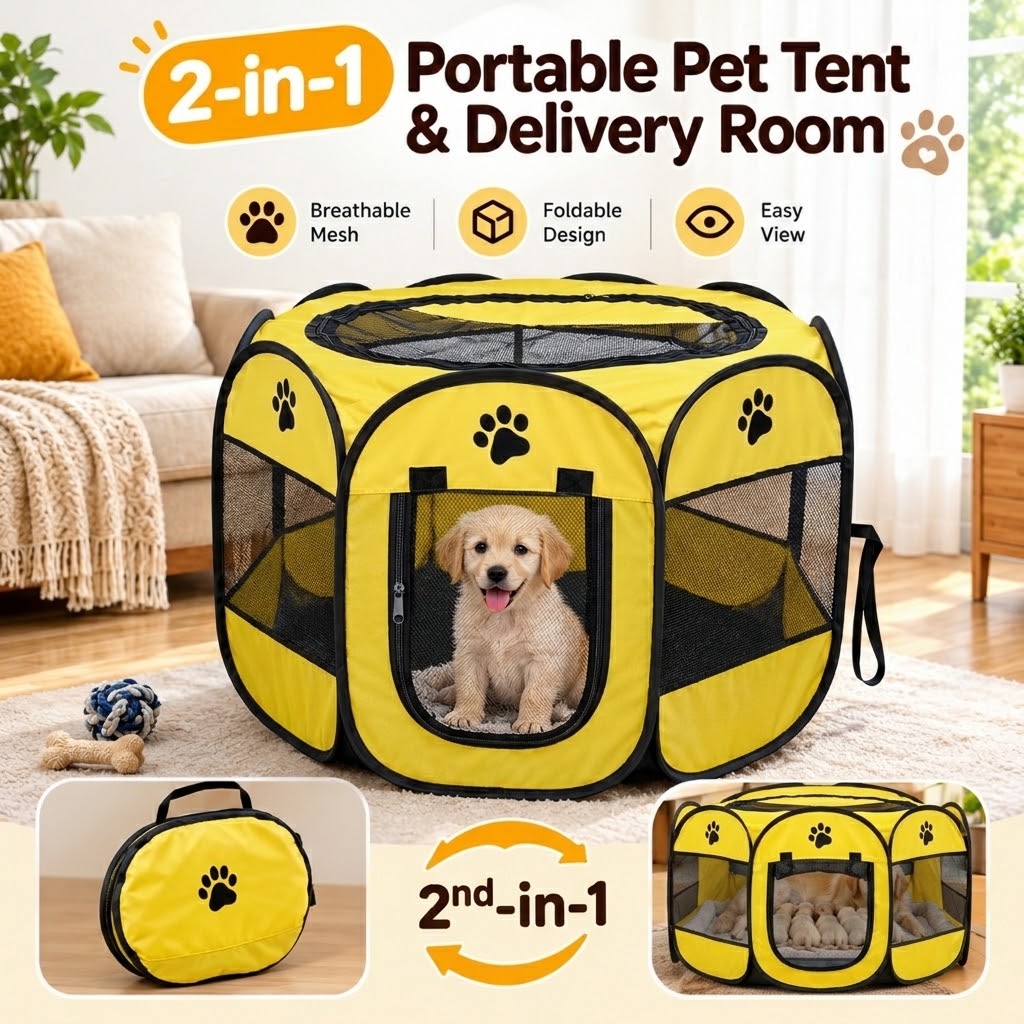 MP08664  2-in-1 Portable Pet Tent & Delivery Room