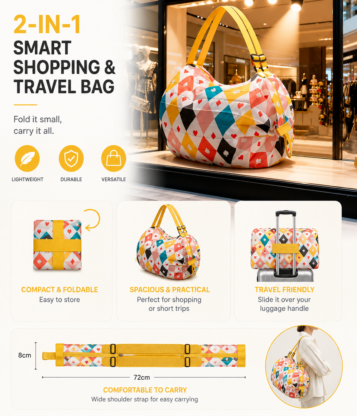 MB08637  2-in-1 Smart Shopping & Travel Bag (2pcs)