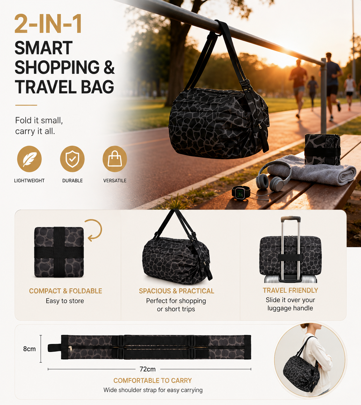 MB08637  2-in-1 Smart Shopping & Travel Bag (2pcs)